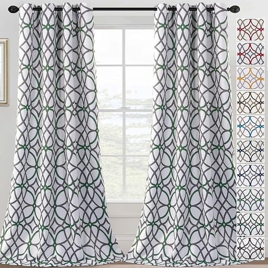 H.VERSAILTEX Blackout Curtains 96 inch Length 2 Panels Set Thermal Curtains & Drapes Window Treatment Noise Reducing Geometric Modern Grommet Living Room Curtains for Bedroom - Ivy and Gray
