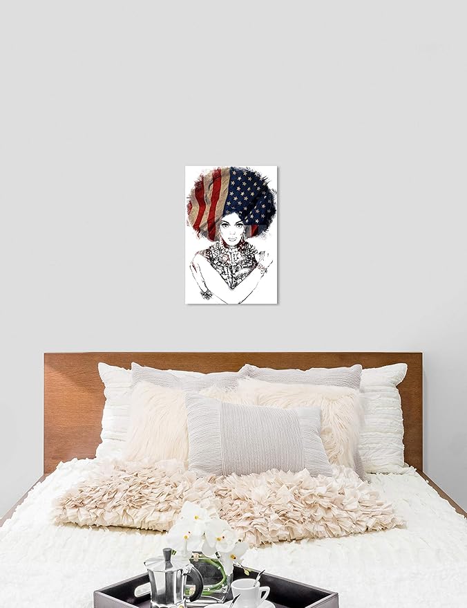 The Oliver Gal Artist Co. People and Portraits Wall Art Canvas Prints 'New American Woman' Home Décor, 20 in x 30 in, White, Black