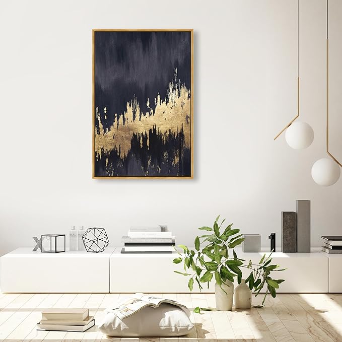 The Oliver Gal Artist Co. Modern 36 in x 24 in, Late Night Sky, Canvas Wall Art, Living Room, Black