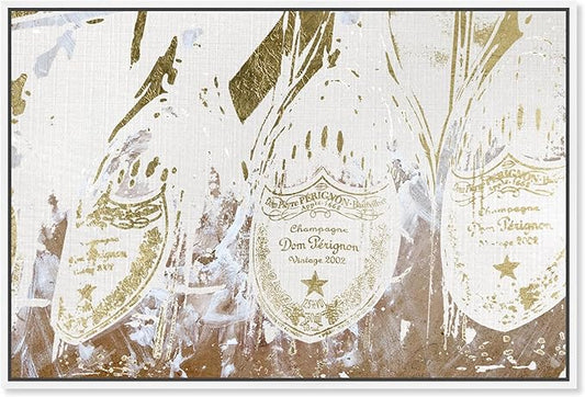 The Oliver Gal Artist Co. Drinks and Spirits Framed Wall Art Canvas Prints 'Champagne Showers' Champagne