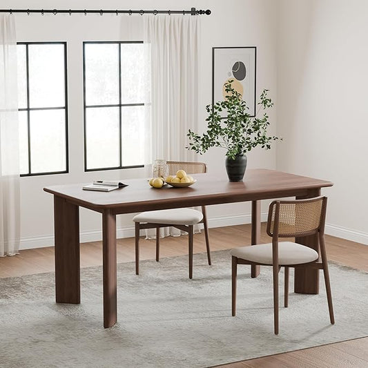 Casaphoria 67" Farmhouse Dining Table for 6，Wood Rectangular Living Room Table, Modern Kitchen Table with Sturdy Base & Thickened Tabletop, Easy to Assembly & Clean, Walnut