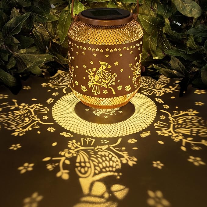 Cardinal Solar Lanterns Outdoor Waterproof, Cardinal Birthday Gifts for Women Mom Men, Metal Hanging Bird Decorative Lanterns for Yard Patio Lawn Garden Decor