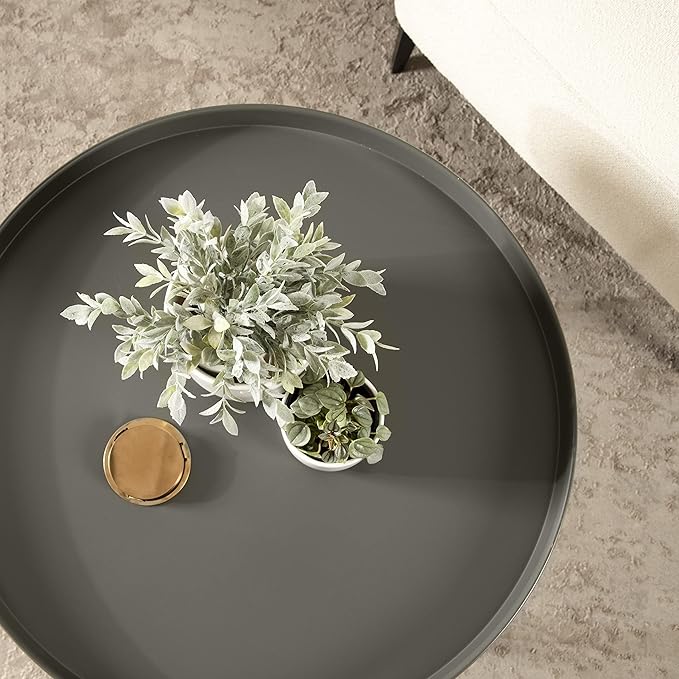 Kate and Laurel Celia Modern Coffee Table; 28 x 28 x 19; Gray and Gold; Glamorous Folding Metal Table for Storage and Display