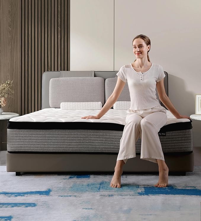 OGlAWA Full Mattress,10 Inch Full Size Hybrid Mattresses in a Box, Gel Memory Foam Mattress with Individual Pocket Spring,Medium Firm,Pain Relief,CertiPUR-US.
