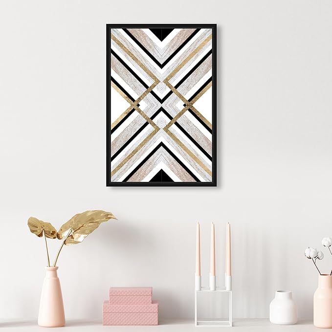 The Oliver Gal Artist Co. Abstract Framed Wall Art Canvas Prints 'Earthy Lux' Geometric Home Décor, 10" x 15", Brown, Gold