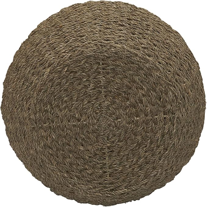 Household Essentials Handwoven Seagrass Barrel Wicker Storage Basket Side Table, Natural