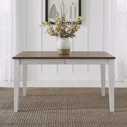 Liberty Furniture Al Fresco Rectangular Leg Table with Butterfly Leaf for Dining Room - Graphite & Whitestone