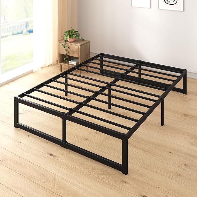 Zinus ABEL 14 Inch Platform Bed Frame, Steel Slat Support, Easy Assembly, No Box Spring Needed, Eco Friendly WonderBox(TM) Packaging, Black, King