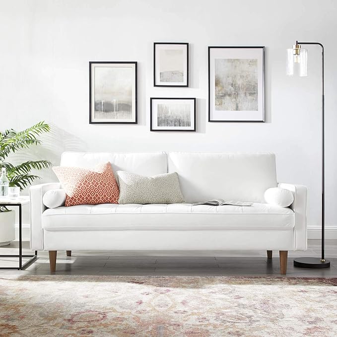 Modway EEI-3764-WHI Valour Performance Velvet Sofa, White