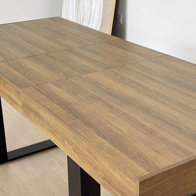 KEIKI 62.99'' to 78.7'' Extendable Dining Table, Modern Farmhouse Expandable Kitchen Table for 6-10 People, Large Wooden Conference Table
