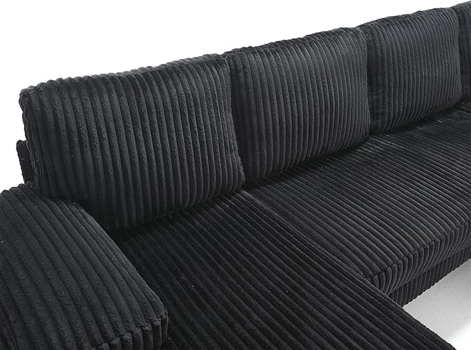 Eafurn Symmetrical U Shaped Sectional Sofa with Double Chaise Lounge,Modern Corduroy Upholstered Oversized Corner Couch, Deep Seat Comfy 4-Seater Sofa w/Pillow-top Armrest for Living Room
