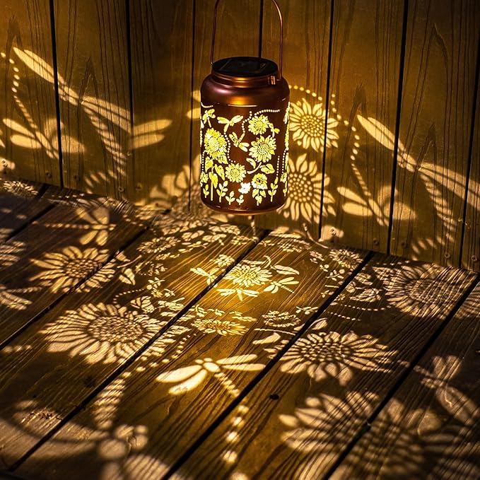 2pack Solar Lanterns Lights Outdoor Hanging Lantern Waterproof Metal LED Dragonfly Christmas Decor Gifts for Women Men Mom Grandma Solar Light for Garden,Yard,Patio, Lawn,Pathway,Landscape
