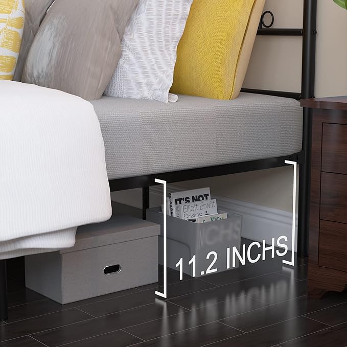 Weehom Metal Bed Frame with Headboard and Footboard Mattress Foundation No Box Spring Needed Full Platform Bed, Black