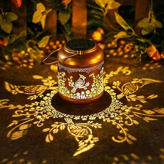 Cardinal Solar Lanterns Outdoor Waterproof Solar Lights Cardinal Birthday Gifts for Women Mom Grandma Hanging Metal Lantern Outside Decoration for Yard,Porch,Patio,Backyard,Lawn,Garden Decor