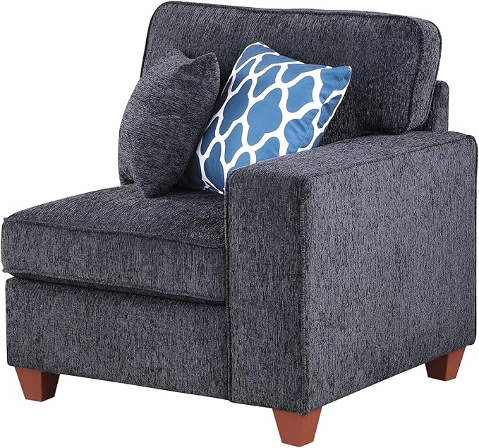 YOPTO 116" Convertible Sectional Couch with Movable Ottoman and 6 Throw Pillows,Chenille Upholstered Comfy Sofa 7 Seater,L-Shaped,Free Combination,Easy Assembly for Living Room,Apartment,Dark Gray