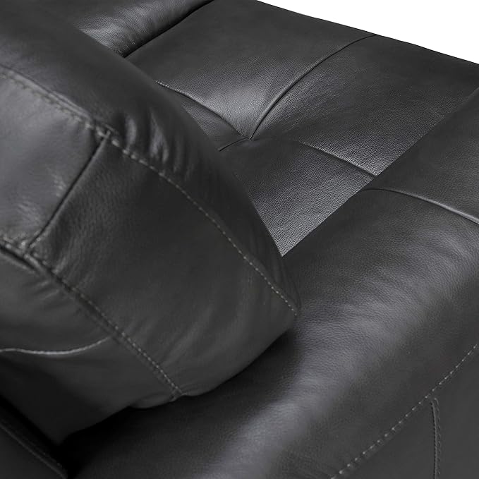 Armen Living Bergen 87" Pewter Genuine Leather Square Arm Sofa