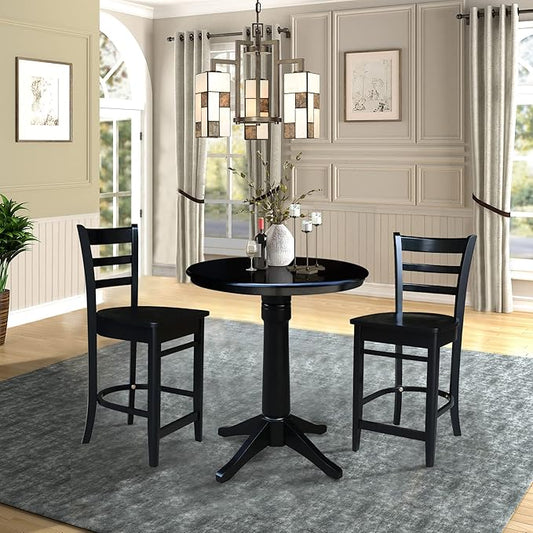 International Concepts 30" Round Top Pedestal Table-34.9" H, Black