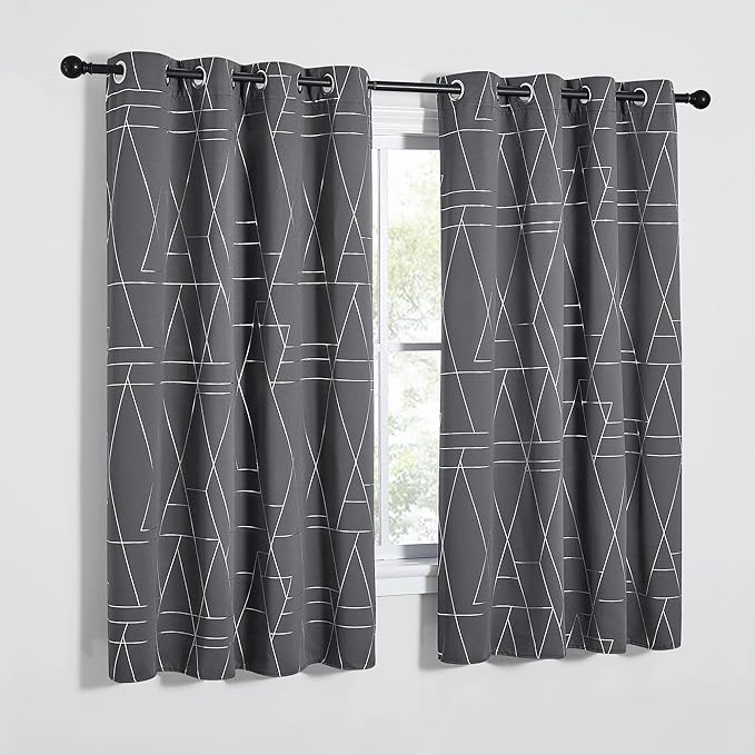 NICETOWN Blackout Curtains for Living Room - Foil Printed Shiny Stripes Pattern Thermal Insulated Blackout Drapes for Bedroom Kitchen Loft Cafe Window (2 Panels, 52" Wide by 63" Long)
