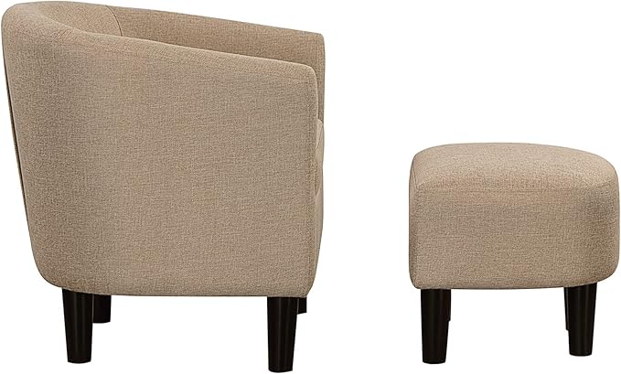 Convenience Concepts Take a Seat Churchill Accent Chair with Ottoman, Tan Fabric