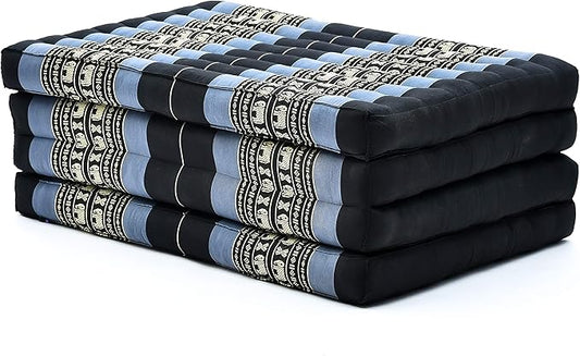 Leewadee Trifold Mattress Standard – Comfortable Thai Massage Pad, Foldable Floor Mattress Filled with Kapok, Perfect to Use as a Sleeping Mat 79 x 28 inches, Blue