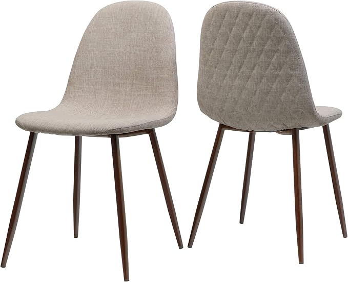 GDFStudio Great Deal Furniture Mid Century Wheat Fabric Dining Chairs with Dark Walnut Wood Finished Legs (Set of 2)