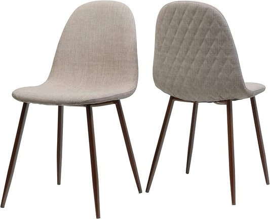 GDFStudio Great Deal Furniture Mid Century Wheat Fabric Dining Chairs with Dark Walnut Wood Finished Legs (Set of 2)