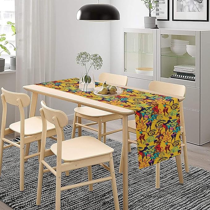 African Woman Table Runner Colorful Africa Nationality Tribe Element Pattern for Home Kitchen Table Decor Dining Coffee Room Party Decor 13x120in
