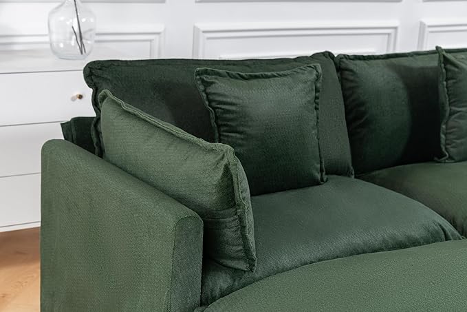 Eafurn Oversized Reversible Modular Sectional Sofa with Movable Ottoman, Convertible L Shaped Corner Couch Modern Chenille Sofa Set w/Double Layers Seat Cushions for Living Room Apartment