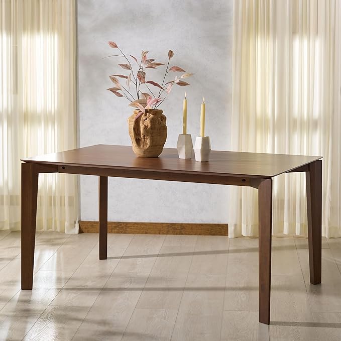 SAFAVIEH Couture Collection - Alyssamarie Walnut Rectangle Wood Dining Table, Modern Tapered Leg Design (SFV6715A)