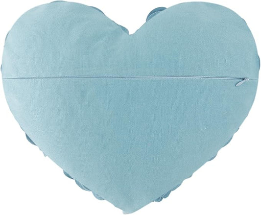 JWH Heart Flower Throw Pillow Covers Decorative Floral Shaped Accent Cushion Soft Pillowcase for Sofa Couch Living Room Bed Chair 14x16 Inches Teal Blue