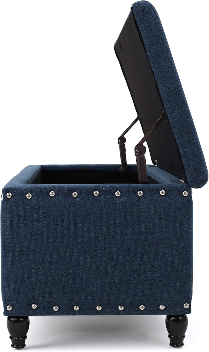 Christopher Knight Home Tatiana Fabric Storage Ottoman, Navy Blue