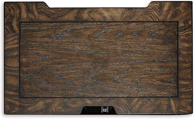 Signature Design by Ashley Maylee Classic 2 Drawer Nightstand with Pull-Out Tray, Power Supply and USB Ports, 29.5" Tall, Dark Brown