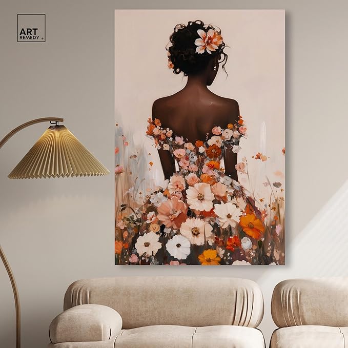 Autumn Bloom Dress Canvas Print Fashion Wall Decor by Art Remedy, Gallery Wrapped, 36 x 54