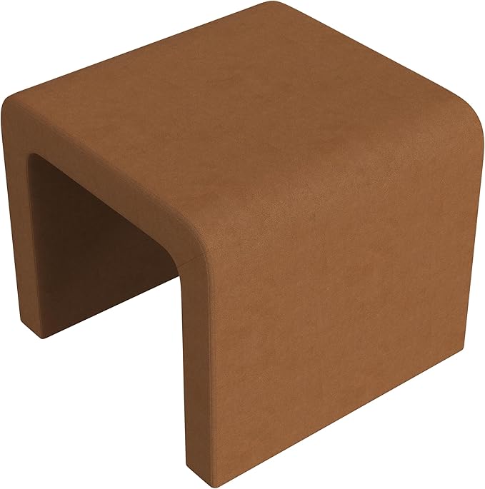 Spatial Order Modern Arch Velvet Ottoman | HomePop Home Décor | Ottoman for Living Room & Bedroom - Rust Orange