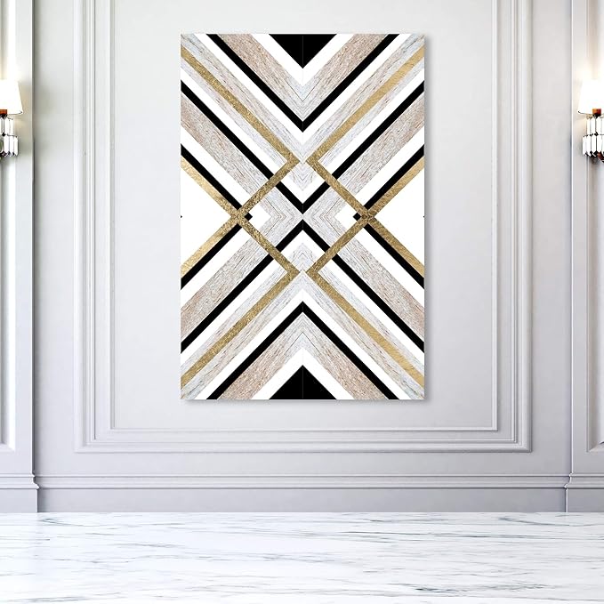 Abstract Wall Art Canvas Prints 'Earthy Lux' Geometric, 36x54, Brown, Gold