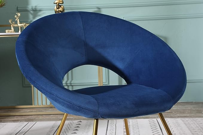Roundhill Furniture Slatina Silky Velvet Upholstered Accent Chair with Gold Tone Finished Base, Blue