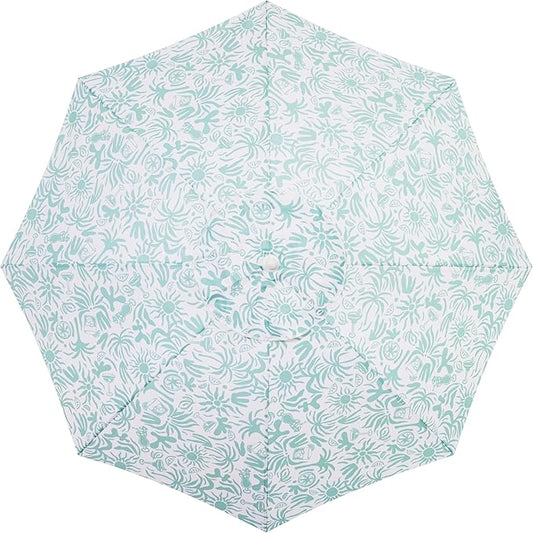 Business & Pleasure Co. Margaritaville Manana Umbrella - 6.5' Beach Umbrella Sand Anchor, 7' Tall Telescopic Aluminum Pole, UPF 50+