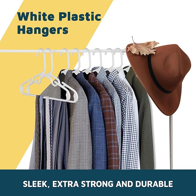 Lifemaster Plastic Kids Clothes Hanger – Children Clothes Hanger with Shoulder Notch, 11.6 Inch Space-Saving Closet Organizer for Baby, Toddler, and Kids Clothing, Hold Up To 5 lbs, Pack of 100, White