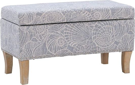 Linon Stone Upholstered Storage Stephanie Ottoman