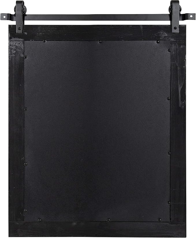 Kate and Laurel Cates Farmhouse Wood Framed Wall Mirror, 22 x 30, Black, Barn Door-Inspired Rustic Mirrors for Wall