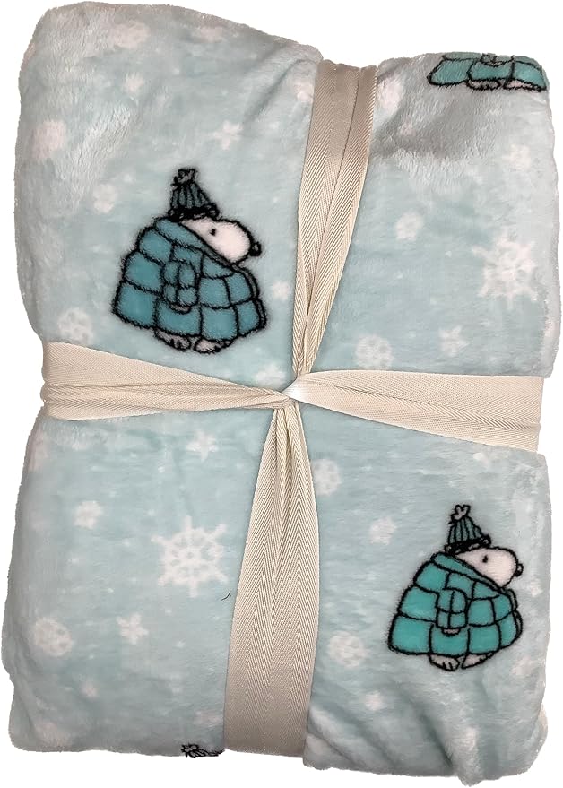 Berkshire Blanket & Home Co Peanuts Winter Blanket, Polyester (Light Blue - Blue Puffer Coats, Full/Queen)