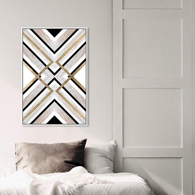 The Oliver Gal Artist Co. Abstract Framed Wall Art Canvas Prints 'Earthy Lux' Geometric Home Décor, 20" x 30", Brown, Gold