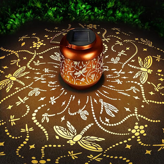 Birthday Gifts for Women Mom Grandma Solar Lantern Outdoor Waterproof, Gardening Gifts for Women, Dragonfly Garden Decor Hanging Solar Lights Yard Decorations Outdoor, Backyard, Patio, Porch