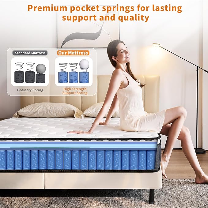 12 Inch Mattress,Medium Firm Hybrid Memory Foam & Pocket Springs for Pressure Relief CertiPUR-US Certified Fiberglass Free, 500 Night Trial (12 inch, Full)