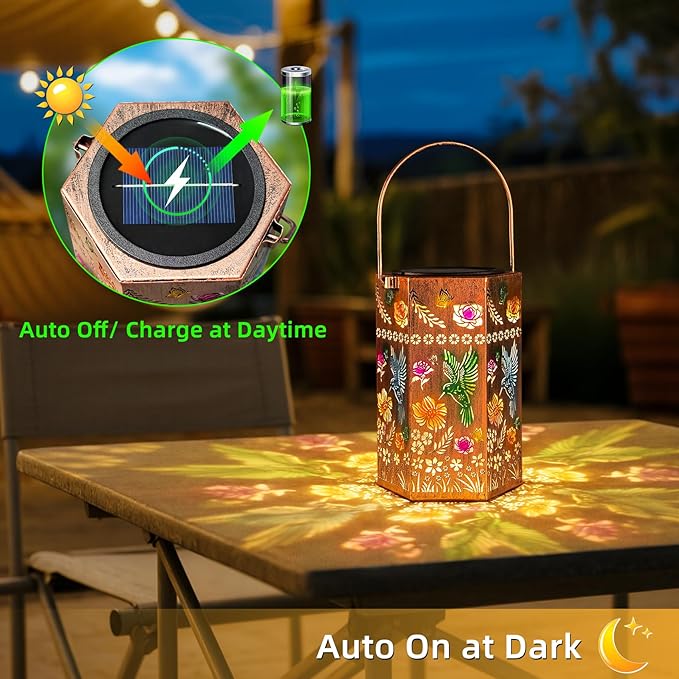 Valentine's Day Gifts for Women - Hummingbird Solar Lanterns Outdoor Waterproof for Mom Mother Grandma Hanging Solar Light Decor for Garden, Patio, Pathway, Yard, Porch (2 Pack)