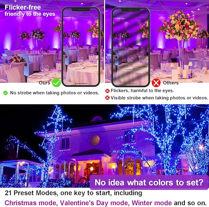 LED Flood Light Outdoor 800W Equivalent Bluetooth Smart Color Change Landscape Lighting DIY-Scene+RGB Colors+Warm White 2700K - APP & Group Control & Timing,IP66 Waterproof US 3-Plug Up Light 4Pack