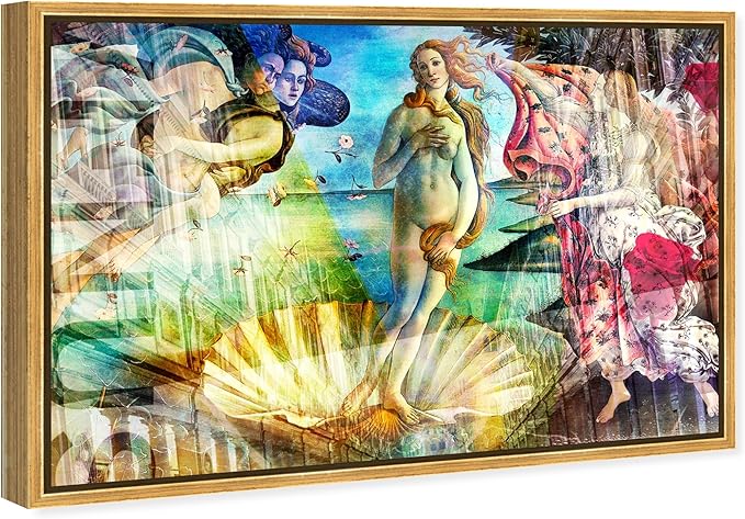 The Oliver Gal Artist Co. Spiritual and Religious Wall Art Framed Canvas Prints 'Birth of Venus - Botticelli' Zodiac