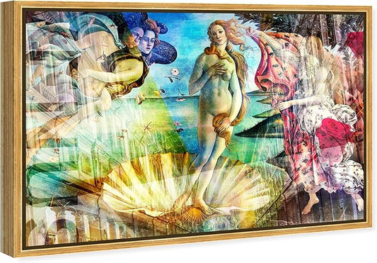 The Oliver Gal Artist Co. Spiritual and Religious Wall Art Framed Canvas Prints 'Birth of Venus - Botticelli' Zodiac