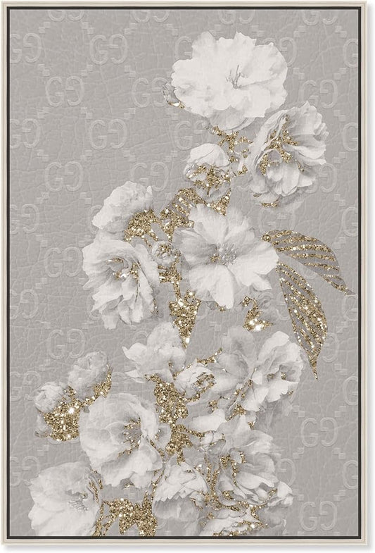 Art Remedy Floral in Classic Fashion Canvas Delicate Farmhouse Wall Art, Silver Frame, 16" x 24"