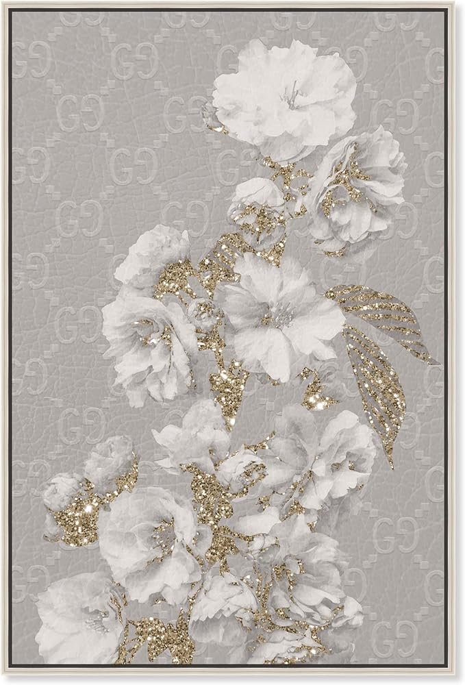 Art Remedy Floral in Classic Fashion Canvas Delicate Farmhouse Wall Art, Silver Frame, 20" x 30"